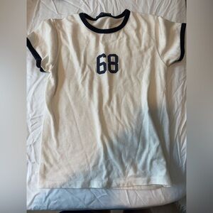 Brandy Melville White and Black Ringer Tee